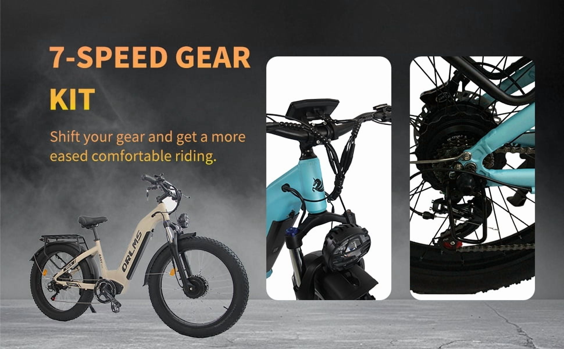 5000W Peak Dual Motor AWD Electric Bike, 52V 23AH 7-Speeds 40MPH 26" Fat Tire Mountain Snow E Dirt Bicycle