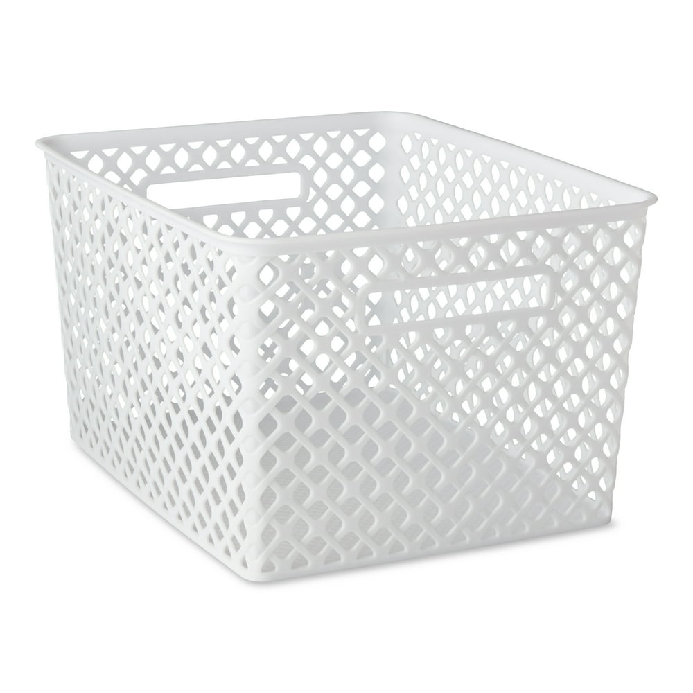 Mainstays Large Decorative Plastic Mesh Basket, 4 Pack, White Walmart