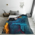 thumbnail image 5 of Rateoe Modern Style Blue Parrot Print Fuzzy Fleece Throw Blanket Extra Large,Super Soft,Fluffy and Warm Blankets for Couch,Bed,All Season Use (50"x40"), 5 of 8