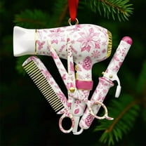 Hometravel Hairstylist Christmas Ornament, Hair Dryer and Scissors 2D Hanging Design, Professional Themed Tree Decor for Holiday Season