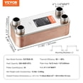 thumbnail image 6 of VEVOR Heat Exchanger, 5"x 12" 30 Plates Brazed Plate Heat Exchanger, Copper/316L Stainless Steel Water To Water Heat Exchanger For Floor Heating, Water Heating, Snow Melting, Beer Cooling, 6 of 9