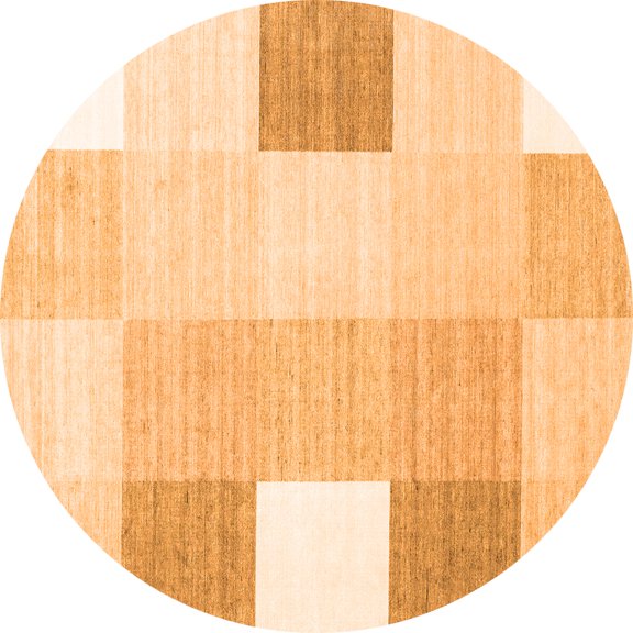 Ahgly Company Indoor Round Checkered Orange Modern Area Rugs, 3' Round