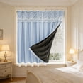 thumbnail image 5 of Double Layer Blackout Curtains Thermal Insulated Room Darkening Drapes No Drill Window Covering Bedroom Living Room Bay Window Sliding Door Privacy Home Decor Vintage Lace Overlay Curtain Panel, 5 of 7