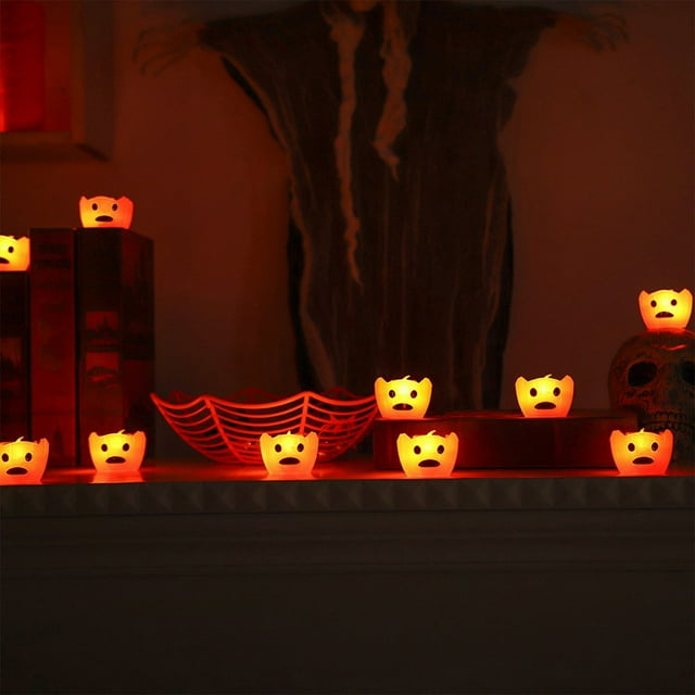 Decoraciones de Halloween, luces de calabaza naranjas de Halloween, luces a pilas, exquisitas luces LED naranjas para Halloween, cumpleaños infantiles, Halloween, hogar, luces de calabaza