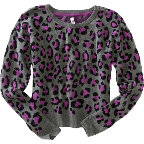 Suéter de punto con estampado animal para mujer gris extragrande Aeropostale Tejer