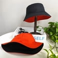 thumbnail image 5 of Homirary XXL Oversize Bucket Hat Reversible, Fisherman Sun Cap with Chin Strap, Travel Beach Outdoor Hat for Men & Women, Black / Orange, 1 Pack, 5 of 6