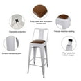 thumbnail image 4 of Leejay White 30 inch High Back Metal Barstools with Vegan Leather Seat, Set of 6, 4 of 6