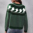 thumbnail image 7 of Halloween Knitted Sweater for Women Cute Ghost Pattern Print Knitted Pullover Sweaters Long Sleeve Crew Neck Jumper Tops (Green L), 7 of 7