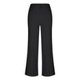 thumbnail image 3 of REALiKUN Womens Cotton Linen Pants Casual Solid Button Up Slacks Summer High Waisted Palazzo Wide Leg Straight Trousers, 3 of 4