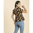 thumbnail image 3 of Moomaya Womens Short Puff Sleeves Peplum Top, V Neck Cotton Crop Top, 3 of 7