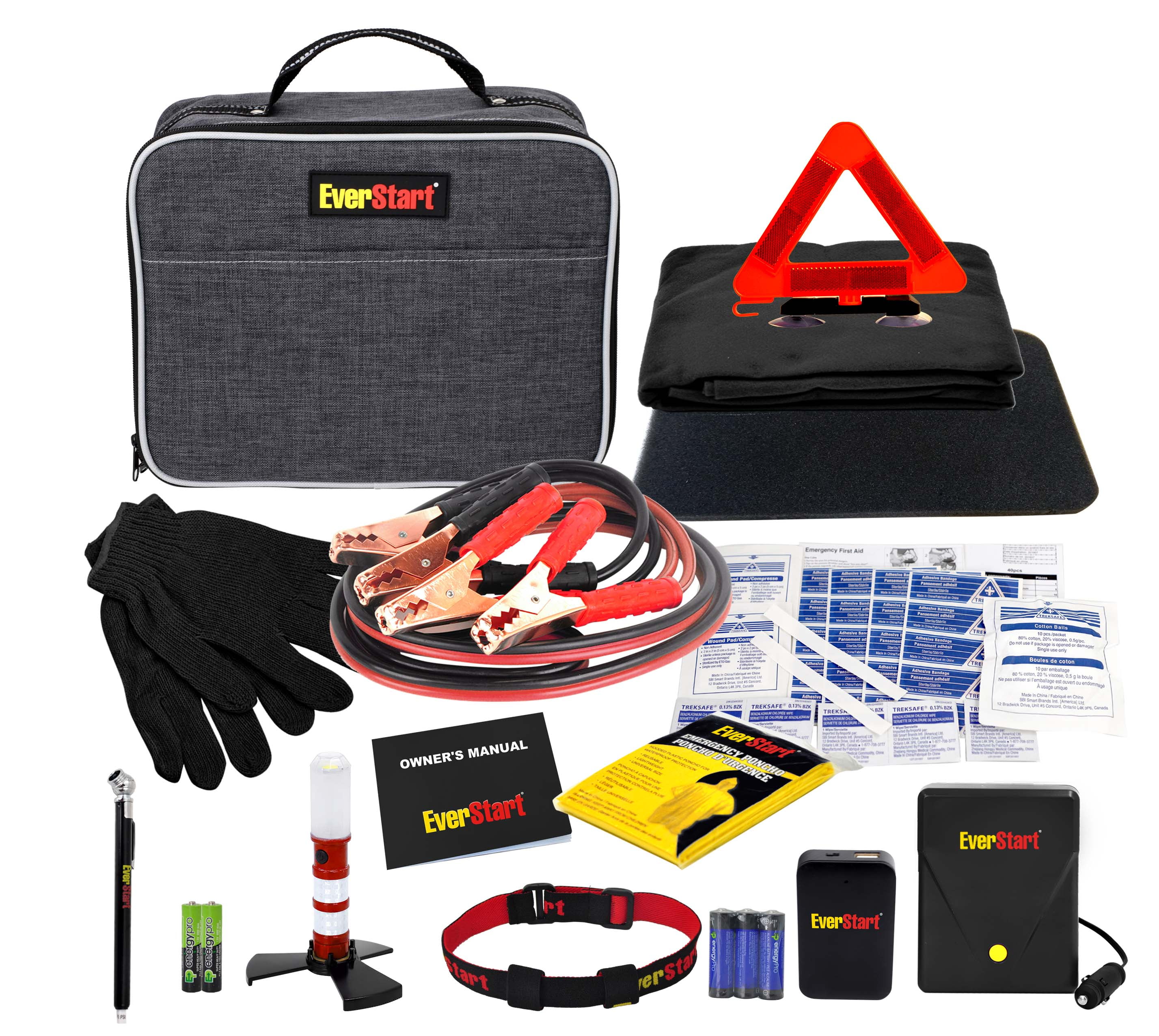 Car Roadside Emergency Assistance Tool Kit with Jumper CableAuto Travel Safet...