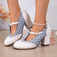 thumbnail image 6 of Viluyesy Women's Mary Jane Pumps Chunky Heel T Strap Block Heel Slip On Comfortable Dress Casual Work Shoes White Size 5, 6 of 9