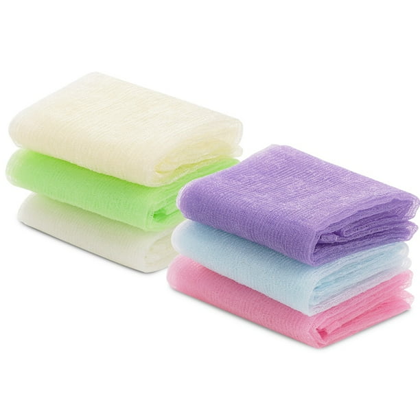 Prdigy 6 Pcs Exfoliating Washcloth Towel, Nylon Bath Cloth , Back