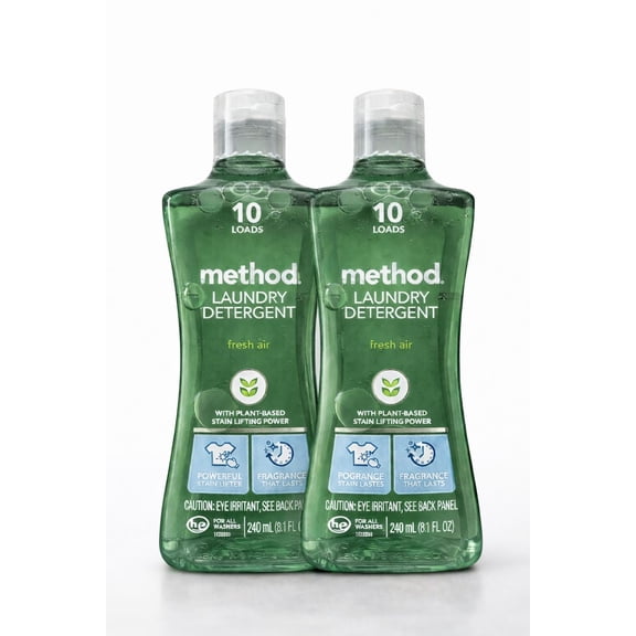 Method Travel Size Laundry Detergent, Fresh Air & Ginger Mango – Set of 2 (20 Loads Total)