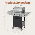 thumbnail image 7 of Zolyndo 3-Burners Propane Gas Grill Outdoor with Side Burner & Thermometer, Stainless Steel Propane Grill for Outdoor BBQ and Camping, Patio Backyard Barbecue, 33950 BTU Output, 7 of 7