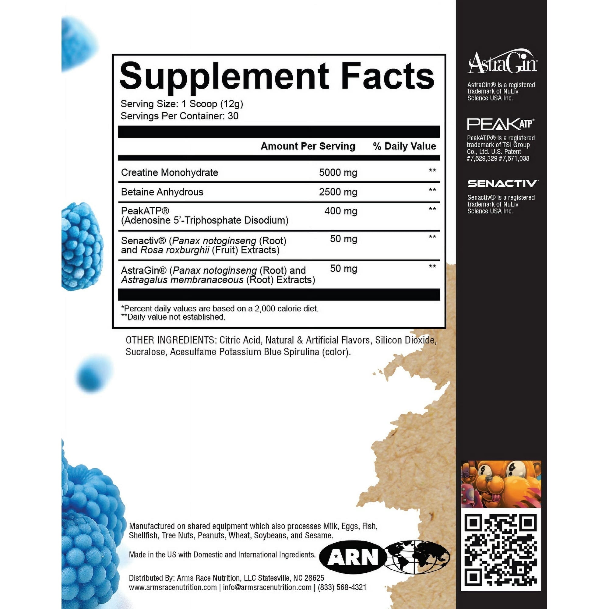 Arms Race Nutrition | ARN | Vigor Advanced Creatine Formula (30 Servings, Sour Blue Razz)