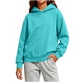 thumbnail image 2 of Afuyipoi Kids Solid Color Long Sleeve Hooded Sweatshirt With Pocket 100% Cotton Size 2-14 Years Sky Blue Size 13, 2 of 8