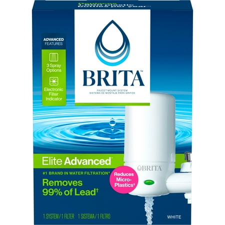 Brita Complete Faucet Mount System  Water Filter Reduces Lead and Chlorine  White