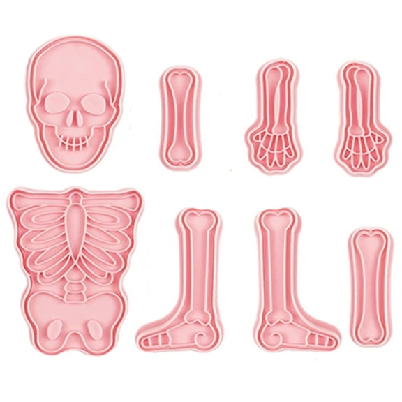 8pcs Cartoon Human Bone Shaped Cookie Cutter, Halloween Puzzle Fondant Biscuit Mold Body Skull Shape Funny Cookie Cutter for Baking and Crafts