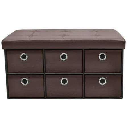 Sorbus Storage Bench Chest With Drawers Collapsible Folding Ottoman Er Perfect For Entryway Bedroom Cubby Drawer Footstool