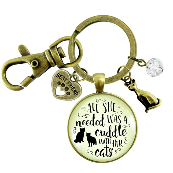 Cats Keychain All She Needed Was Cuddle Kitty Theme Gift Chic Cats Jewelry For Women