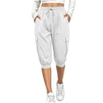 thumbnail image 6 of SwiftWear Women's Cargo Capri Pants with 4 Pockets Drawstring Elastic Waist Casual Cropped Joggers, 6 of 8