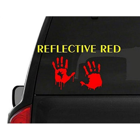 Set of 2 Red Reflective Bloody Hand Print (M49) Zombie Outbreak Vinyl Decal Sticker Car/Truck Laptop/Netbook Window