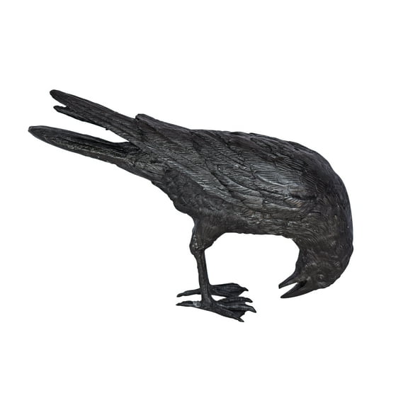 Raven Looking Down Bronze State - Size: 19"L x 5"W x 11"H.
