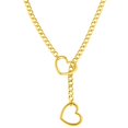 thumbnail image 2 of Heart Slip Chain Necklaces for Women, Stainless Steel O-Ring Adjustable Lariat Heart Y-Necklace, Punk Gothic Cuban Collar Necklace Jewelry for Men, 2 of 7
