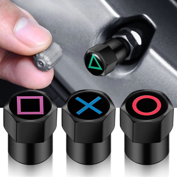 JWQI 4PCS/LOT Universal Anime Game Design Wheel Tire Air Valve Caps Stem Car Stickers For Cars Motor Auto Accessories Decor Gift For Gamers