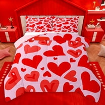 Homewish Graffiti Loves Pattern Queen Comforter Set,Happy Valentine'S Day Bedding Sets,Pink Red Bedding Comforter Set For Girls Kids,Super Cozy Room Decor Reversible,3 Pieces