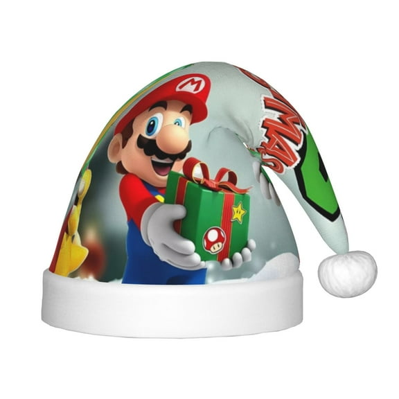 Saiise Mario Bm Christmas Hat,Santa Hat for Kids & Baby,Xmas Hat,Unisex Velvet Classic Santa Claus Hat for New Year Party