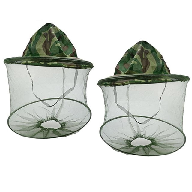 Gorro de red para la cabeza con mosquiteros, transpirable y absorbente del sudor, material de fibra de poliéster con base de anillo de acero, perfecto para pesca al aire libre, camuflaje, portátil y