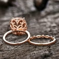 thumbnail image 3 of 5.25 Carat 10mm Cushion Diamond Moissanite Floral Engraving Style Morganite Wedding Ring Set 10k Rose Gold, 3 of 6