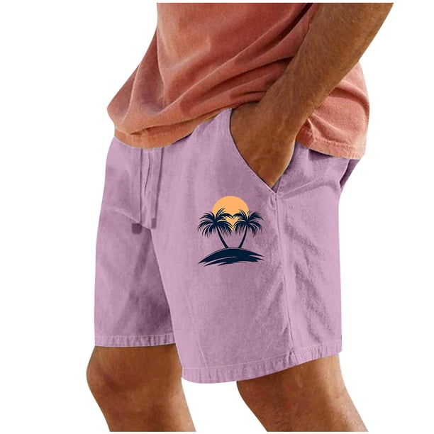 Pantalones Cortos para Hombre de Cintura Elástica con Bolsillos Impresos Pantalones Cortos Rectos, Pantalones Deportivos Casuales con Cintura Elástica