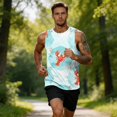thumbnail image 5 of GrmtClth Mens Beach Sleeveless Tank Top Mens Tropical Summer Tank Cute Palm Crayfish Lobster Citrus Loose Fit Tropical Outdoor Tank Tee Clothes Decorated With Subtle Ocean Motifs White S, 5 of 6