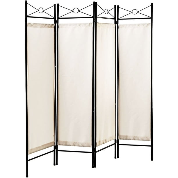 Legacy Decor 4 Panels Room Dividers Privacy Screen Home Office Fabric Metal White Color Walmart Com Walmart Com