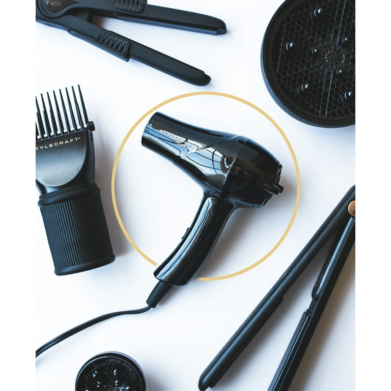 StyleCraft Peewee Compact Hair Dryer, 1200 Volts, Black