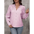 thumbnail image 6 of Womens Striped Button Down Shirts Classic Long Sleeve Stylish Office Work Blouses Tops Pink XXL, 6 of 7