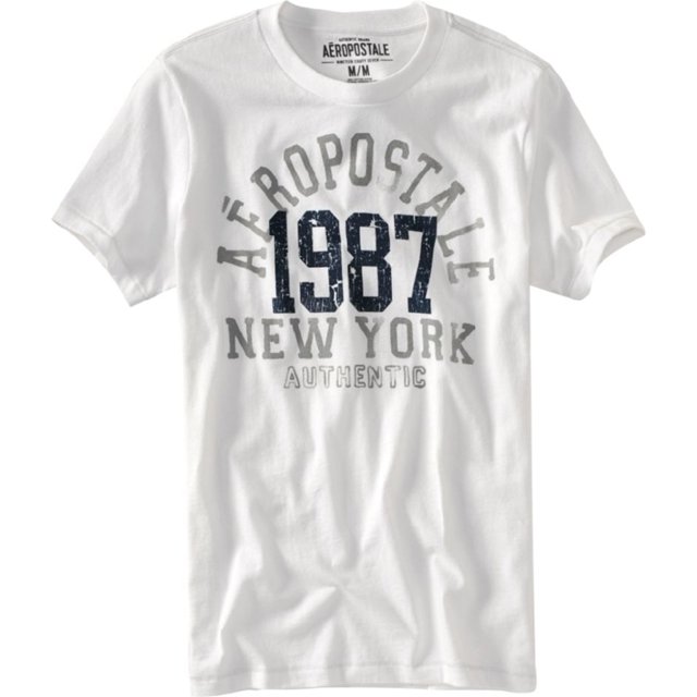 Aeropostale - Camiseta gráfica para hombre, color blanco, pequeña