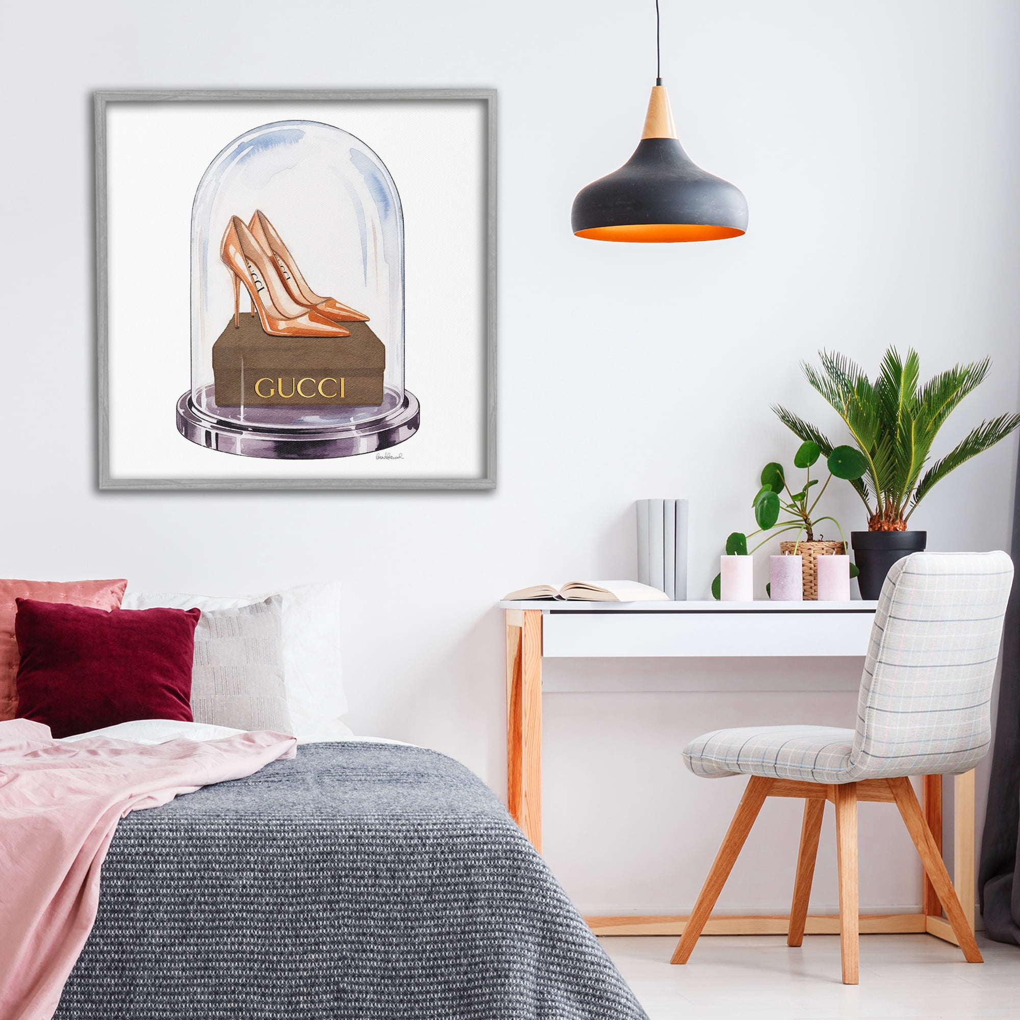Stupell Industries Satin Heels in Bell Jar Gray Framed Giclee Art, design by Amanda Greenwood