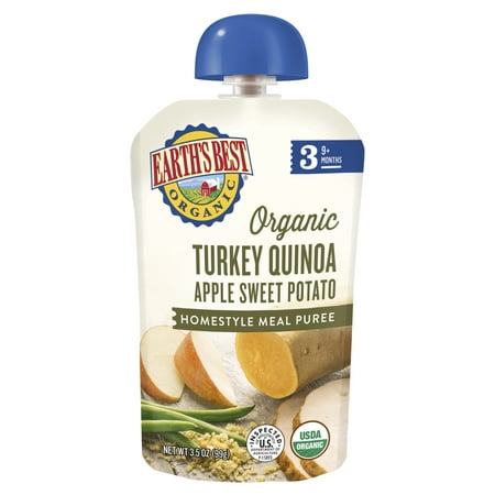 (4 Pack) Earth's Best Organic Stage 3 Baby Food, Turkey Quinoa Apple Sweet Potato Dinner, 3.5