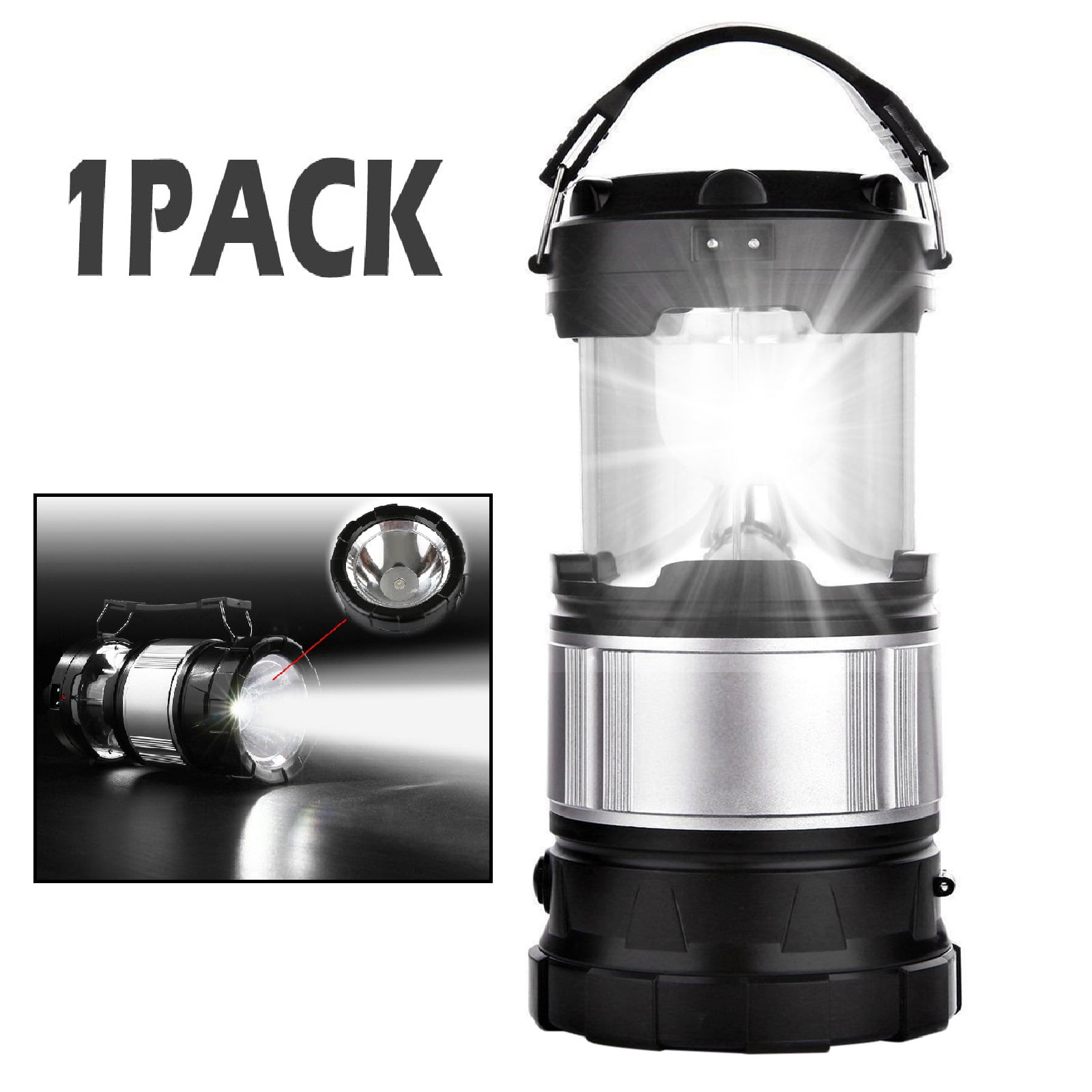 120LED 60W Solar//USB Light Camping Lantern BBQ Tent Rechargeable Lamp Outdoor
