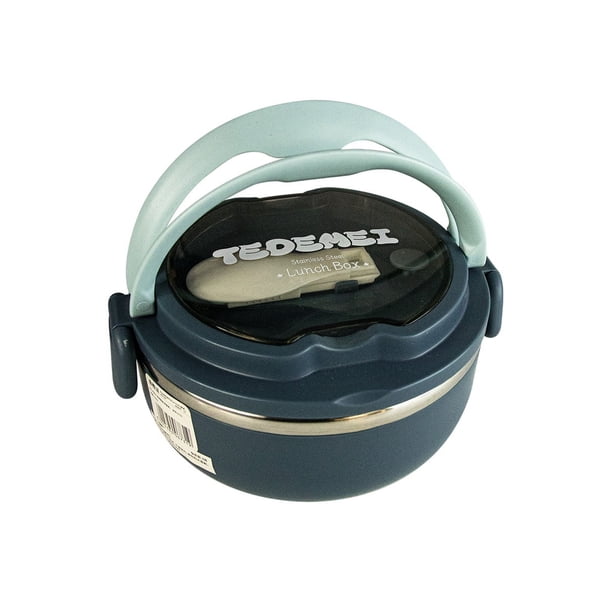 LONCHERA CIRCULAR CON CUBIERTO Acero inoxidable, anti derrame, diseño innovador, libre de aromas y olores, válvula reguladora de temperatura