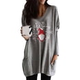 thumbnail image 1 of Femmes Pull de Noël Col Rond Sweat-Shirts à Manches Longues Pull de Vacances avec Poches, 1 of 2