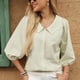 thumbnail image 1 of mfyjkho Tops Casuales Para Mujer, Camiseta Informal De Mujer Con Cuello En V, Mangas Abullonadas, Capucha, Rayas, Manga 3/4 Tops Para Hacer Ejercicio L, 1 of 8