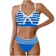 thumbnail image 2 of Trajes de baño Amzcrzy Tankini para mujer, trajes de baño, trajes de baño, bikini con control de abdomen para mujer, traje de baño estampado de verano de talla grande, traje de baño dividido, azul, S, 2 of 5