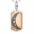 thumbnail image 5 of Celestial Half Moon Stars Stainless Steel or 18k Gold Premium Swivel Dog Tag Keychain, 5 of 16