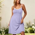 thumbnail image 4 of ClodeEU Women's Plus Size Lace Trim V Neck Spaghetti Strap Midi Dress,Soft Loungewear Nightgown Dress Purple,Women's Plus XL, 4 of 9