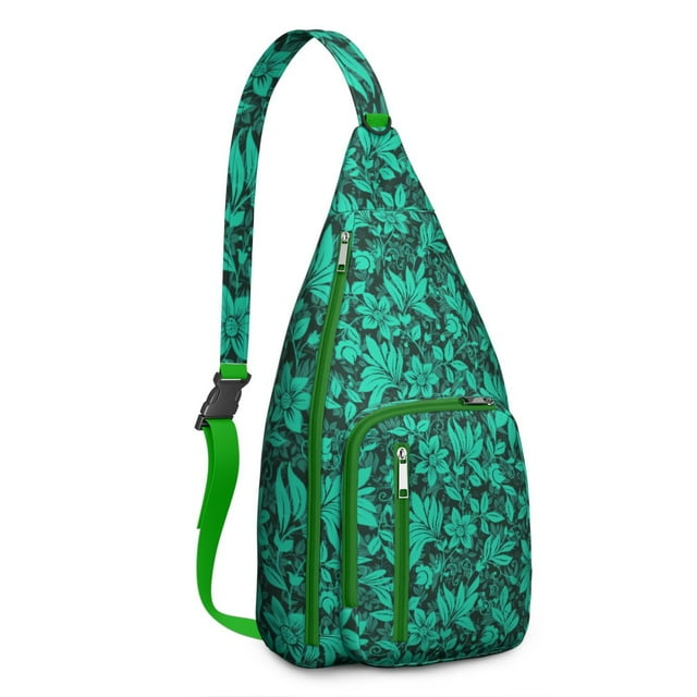 Hawaiian Print Sling Backpack - Colorful Monstera & Palm Leaf Design Crossbody Bag, Fashionable Multi-Functional Pack